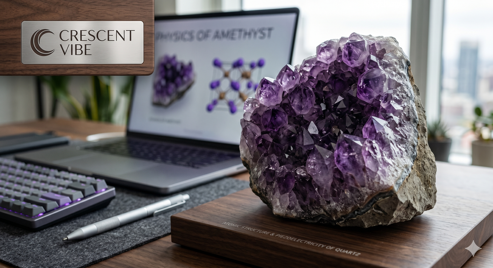 The Physics of Amethyst: Atomic Structure, Piezoelectric Potential, and the Purple Variation